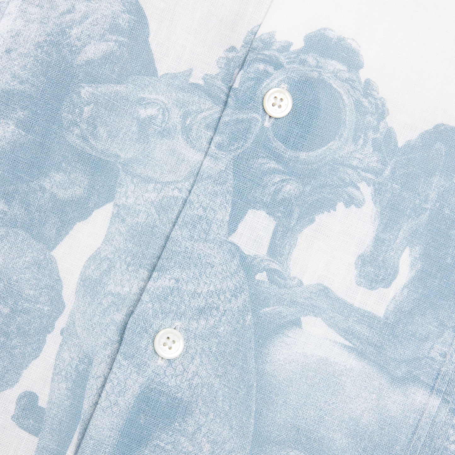 Linen Shirt with Hubert Objects Print Blue White