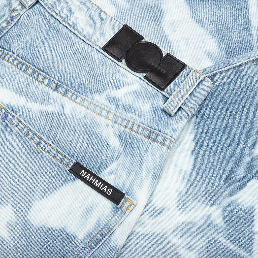 Patterned Bleach Baggy Jeans Light Wash