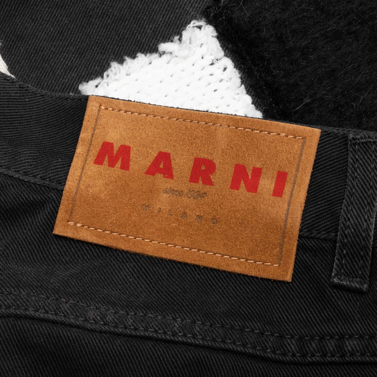 Bleached Cotton Patchwork Jeans Black