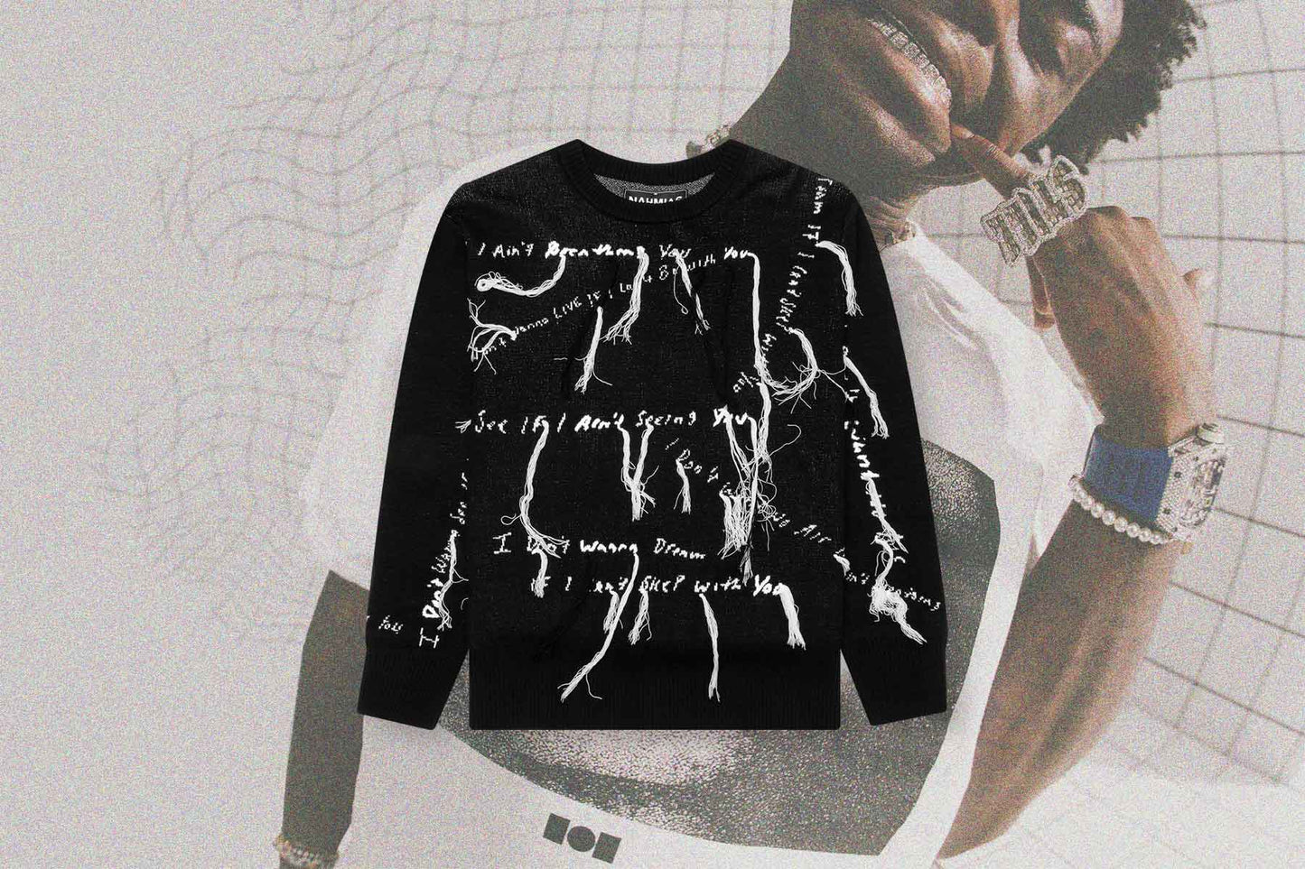 Nahmias x Kodak Black Knit Lyric Crewneck Black
