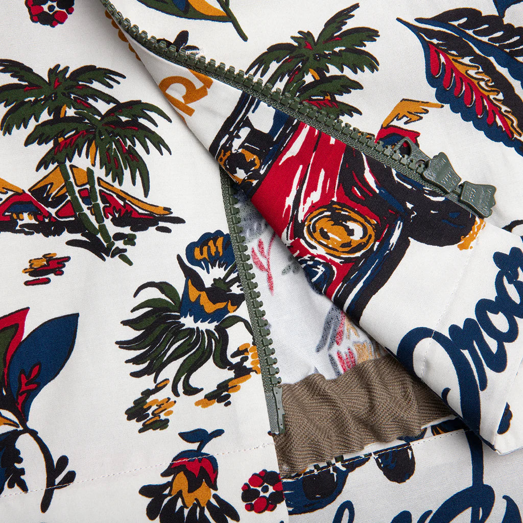 Car Race Tropical Print Shirt Ivory