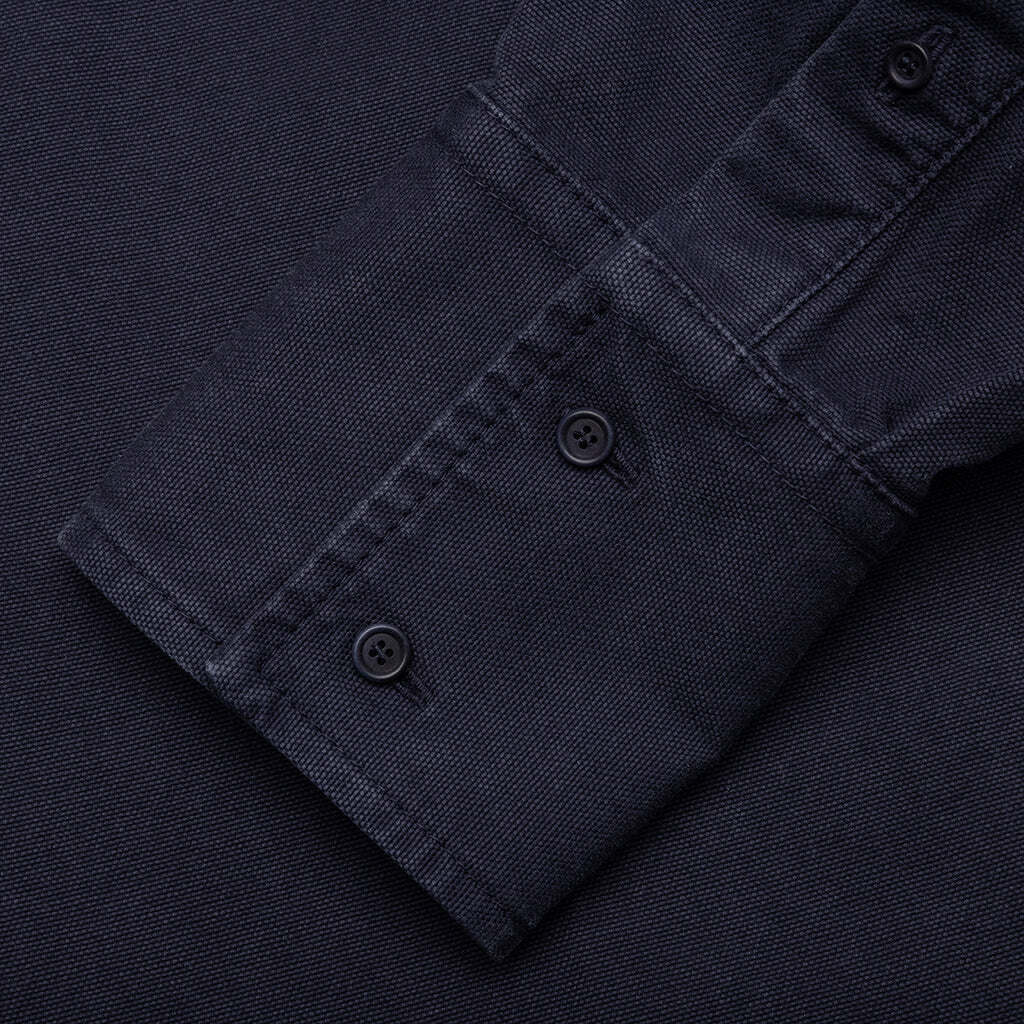 Chest Pocket Oversized Contrast Shirt Navy