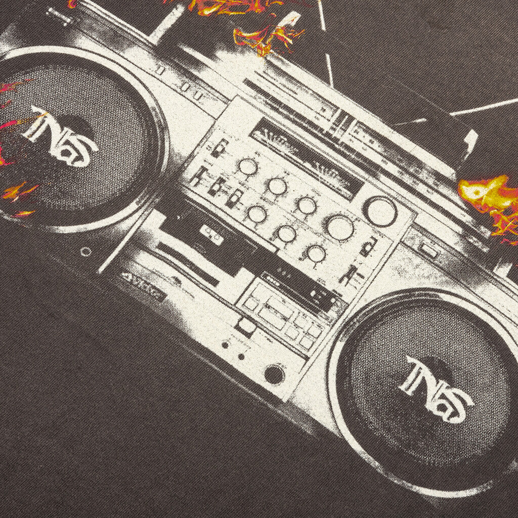Saint M6 x Nas Radio Tape On Fire S S Tee Black