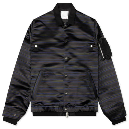 Horizontal Stripe Blouson Black Navy