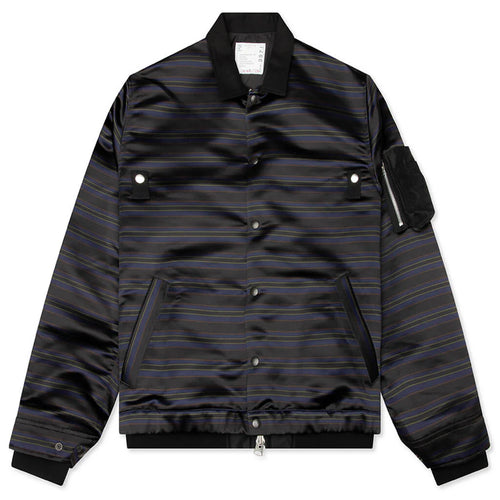Horizontal Stripe Blouson Black Navy