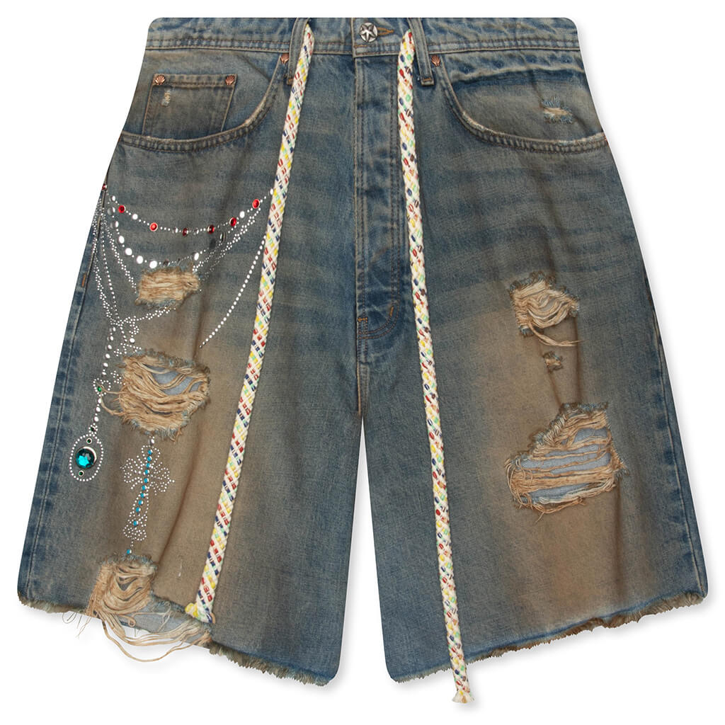 Victorian Chain Denim Short Indigo