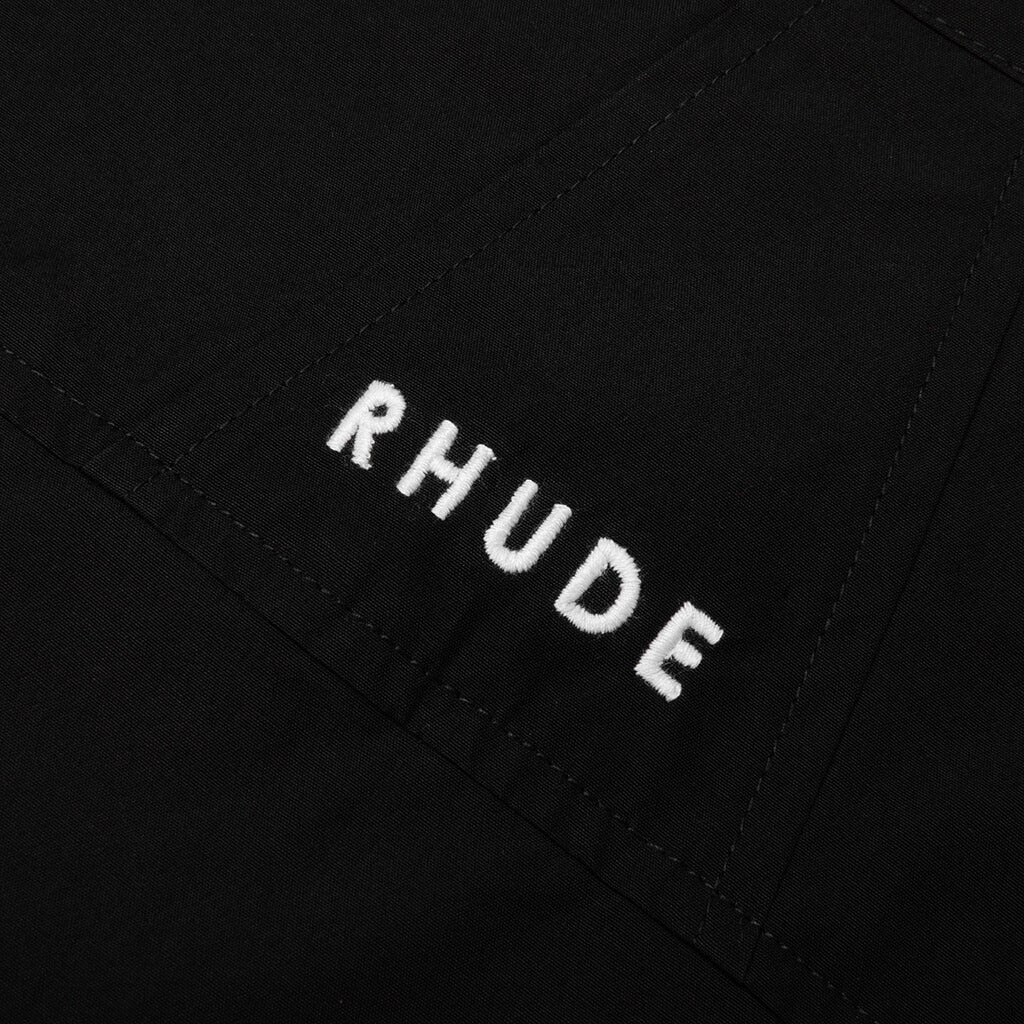 Camp Collar Logo Shirt Black White