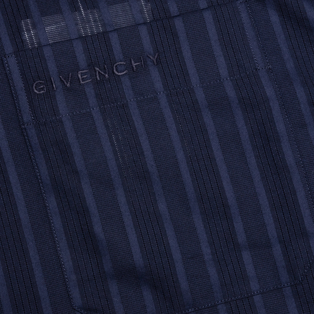 Cotton Voile Shirt With Stripes Navy