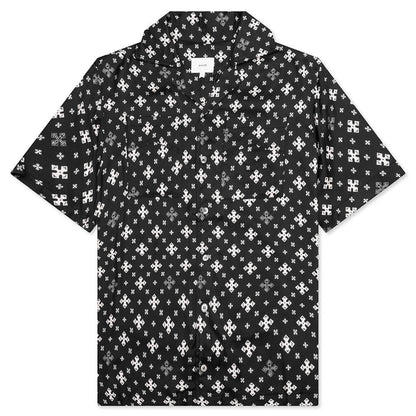 Cross Bandana Rayon Shirt Black White