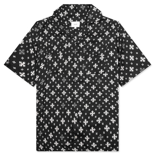 Cross Bandana Rayon Shirt Black White