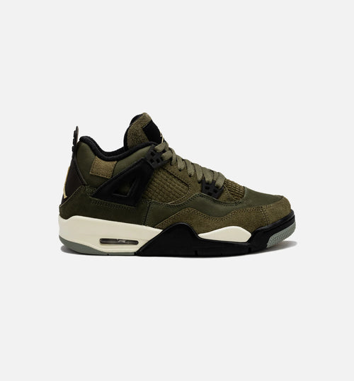 Air Jordan 4 Retro Craft Olive Grade School Lifestyle Shoe Medium Olive Black