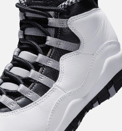 Air Jordan 10 Retro Light Steel Grey Grade School Lifestyle Shoe White Black Light Steel Grey