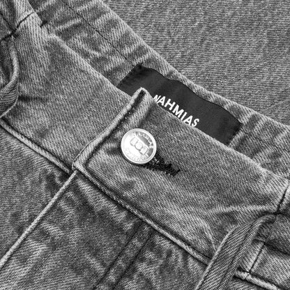 Washed Pleated Cargo Shorts Grey Wash