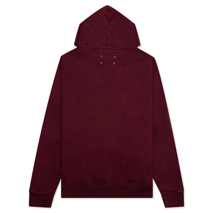 Logo Embroidered Long Sleeved Hoodie Burgundy