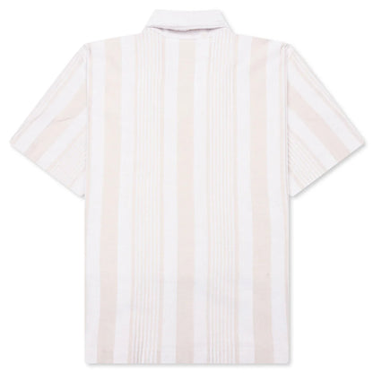 Stripped Cotton Towelling Boxy Fit Shirt White Beige