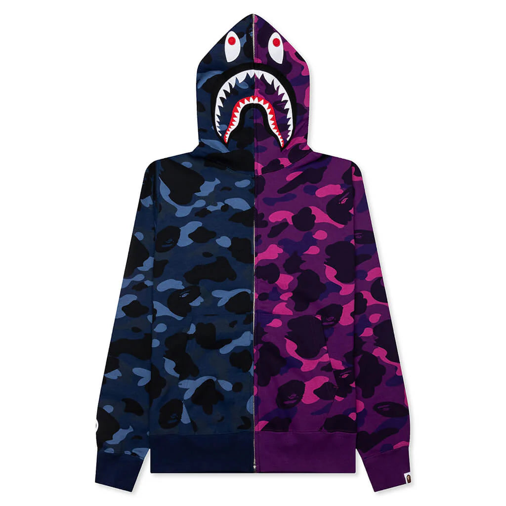 Color Camo Separate Shark Full Zip Hoodie Multi