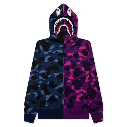 Color Camo Separate Shark Full Zip Hoodie Multi