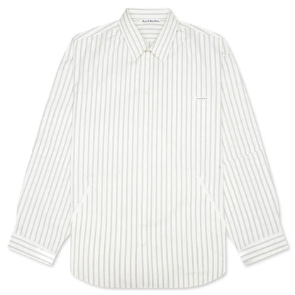 Double Sleeve Button Up Off White Grey