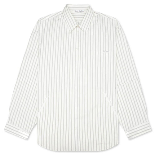 Double Sleeve Button Up Off White Grey