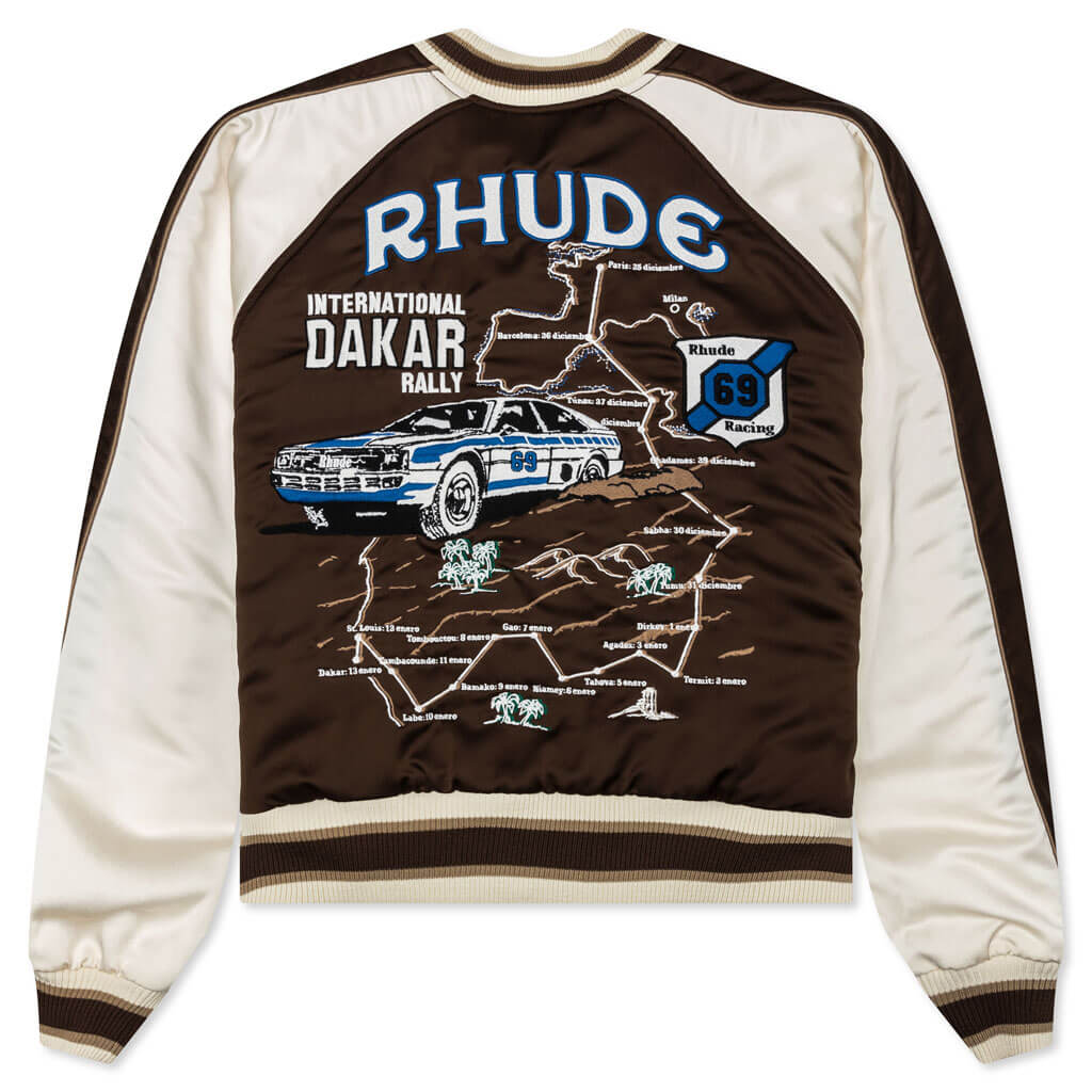 Crepe Satin Souvenir Jacket Brown Cream