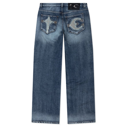 Bone Leather Denim Pants Blue