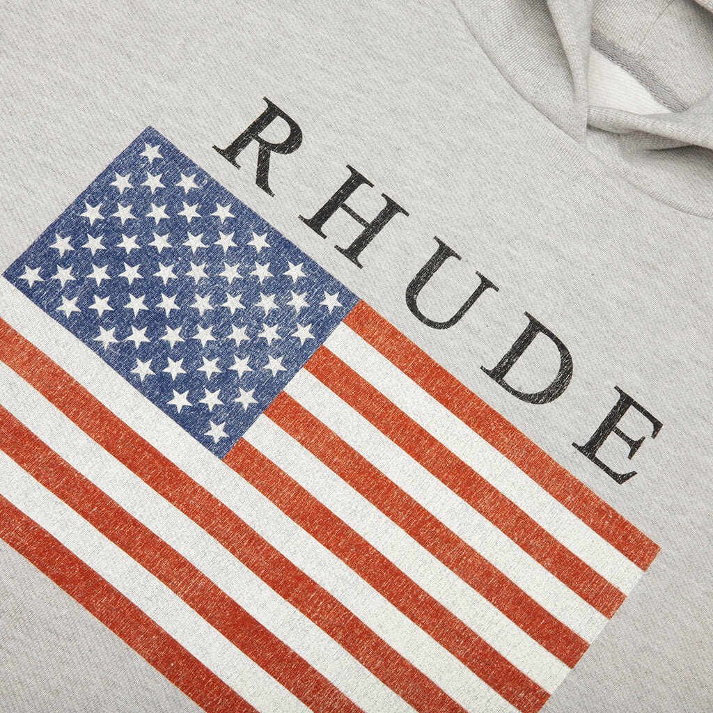 USA Flag Hoodie Heather Grey Black