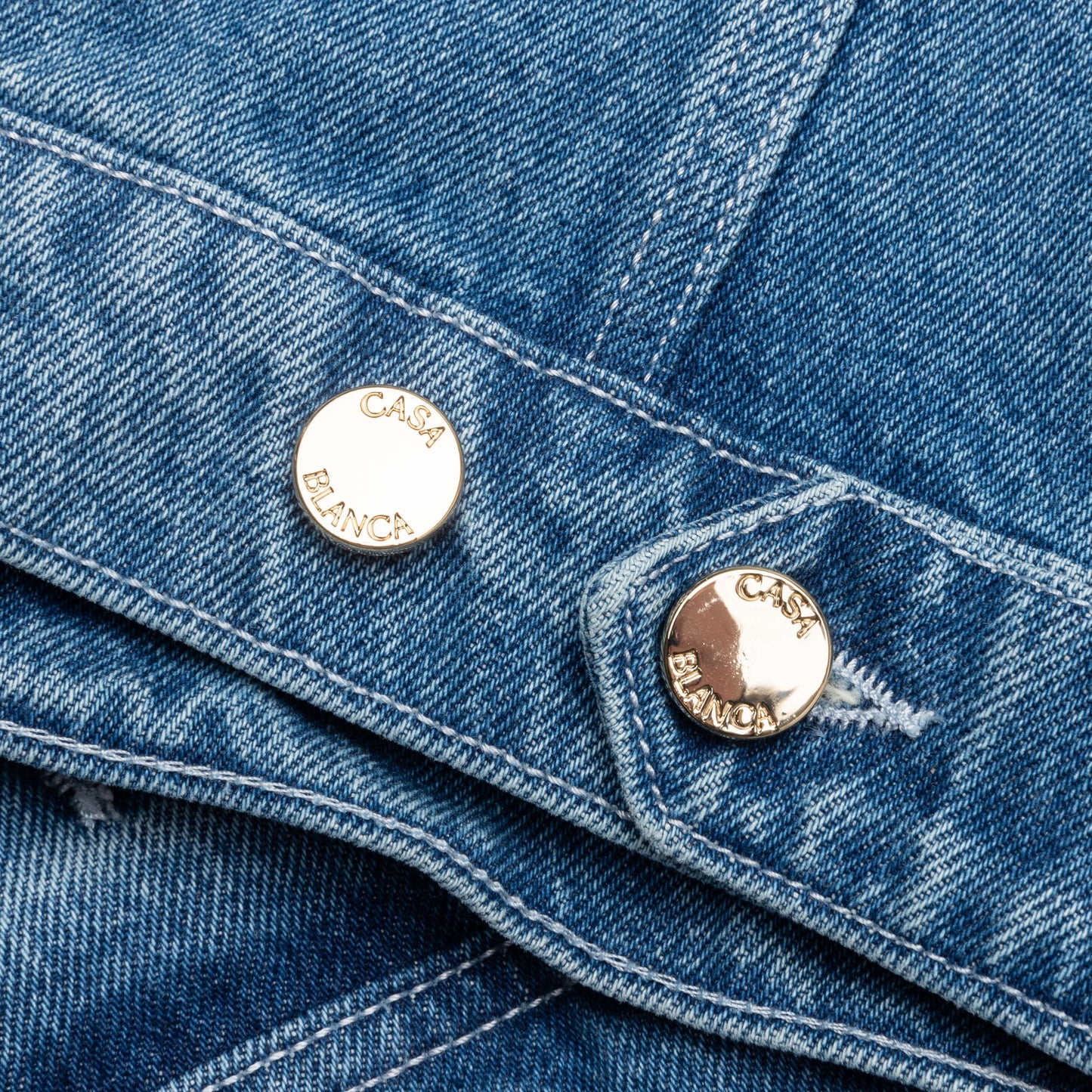 Stone Wash Denim Embroidered Motif Jacket Stone Wash