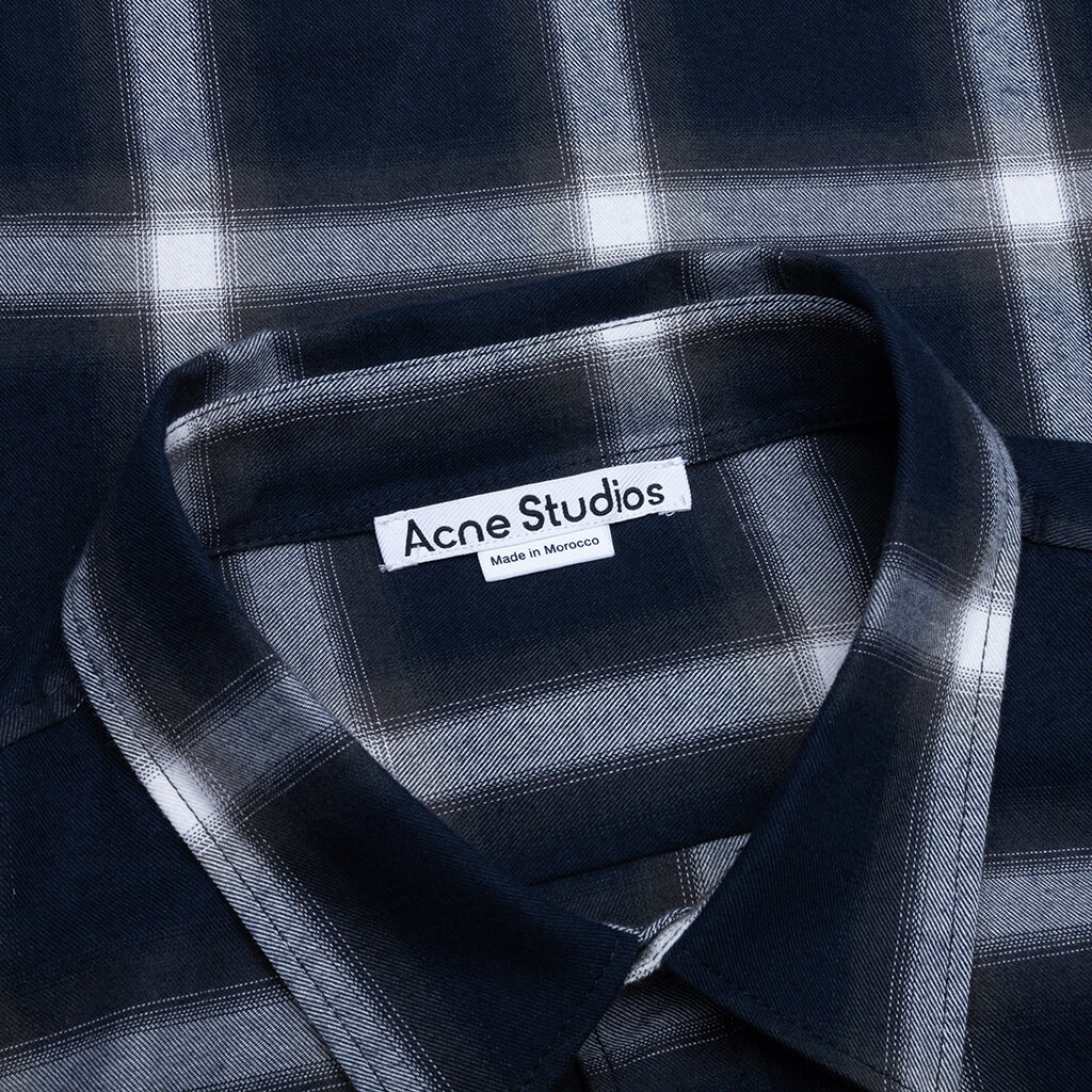 Check Button up Shirt Navy Multi