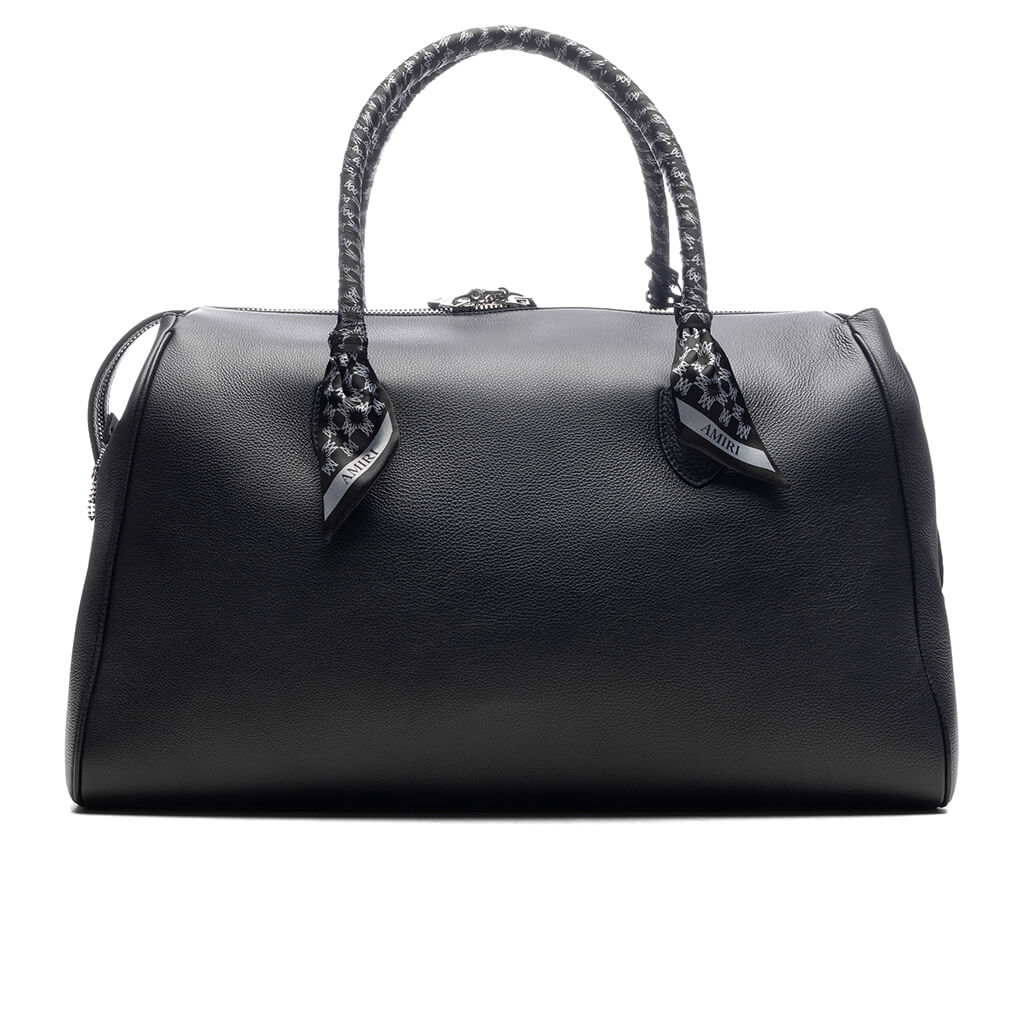 Pebbled Leather Weekender Bag Black