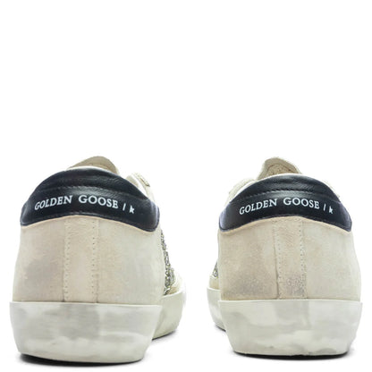 Womens Glitter Suede Super Star Platinum Beige Black