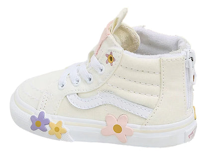 Tenis Vans Sk8 Hi Zip Flower Blanco Hueso para Niña