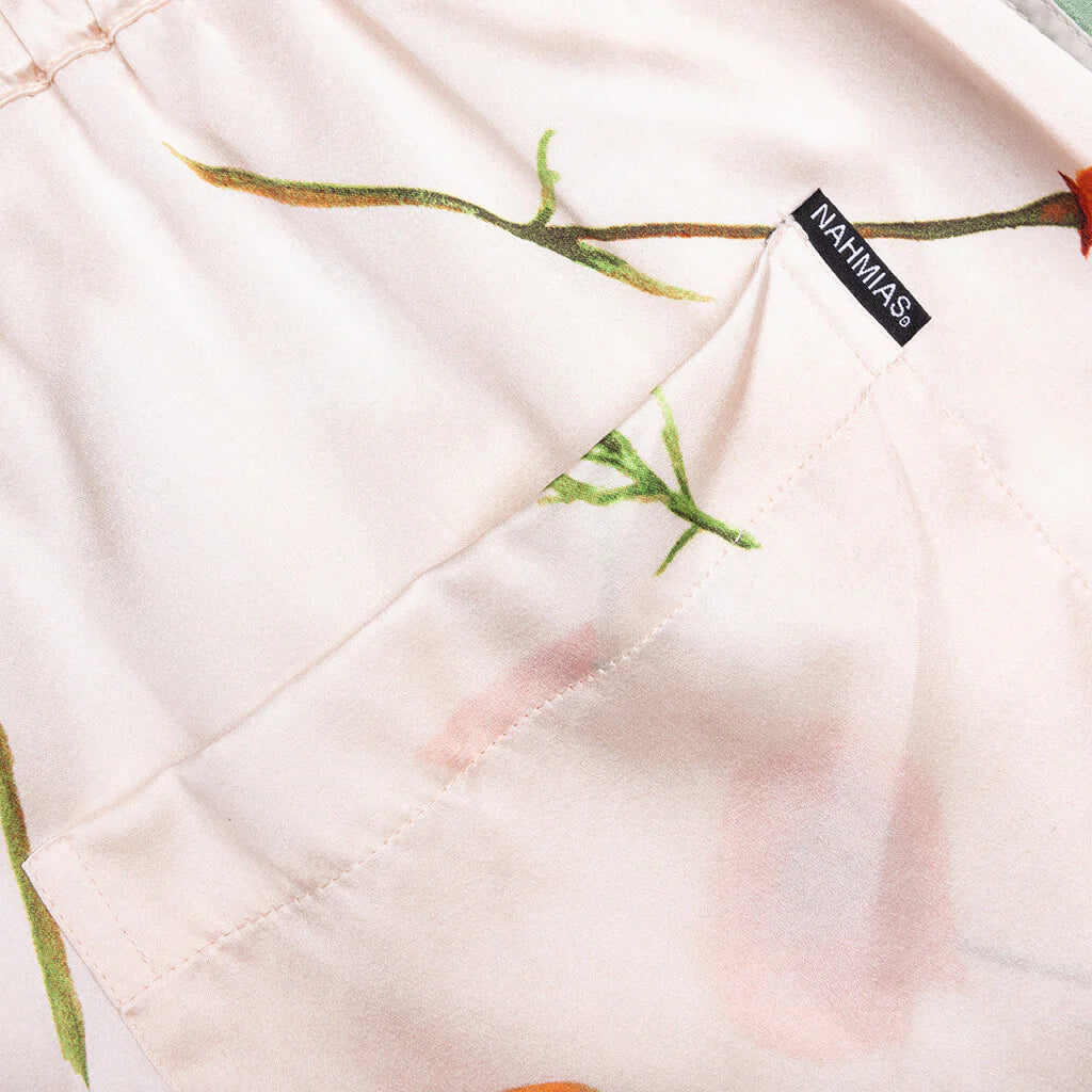 Color Block Silk Shorts Poppy Ivory