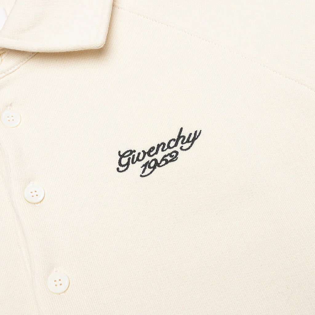 Buttoned Raglan Long Sleeve Sweatshirt Ivory
