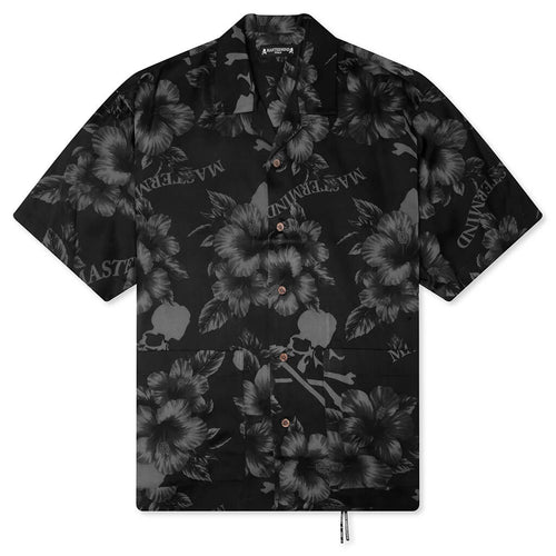 Hibiscus Washable Silk S S Shirt Monochrome