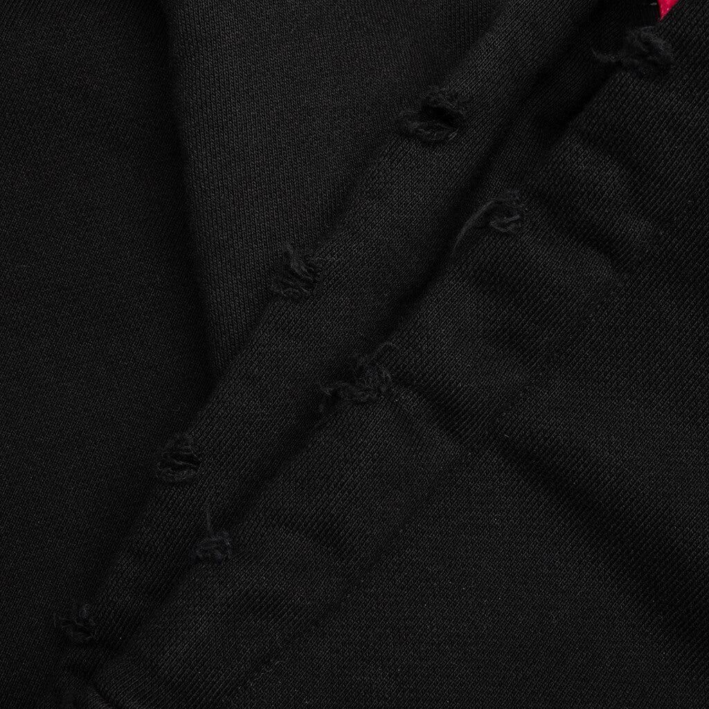 Distressed Hoodie Small Logo Black