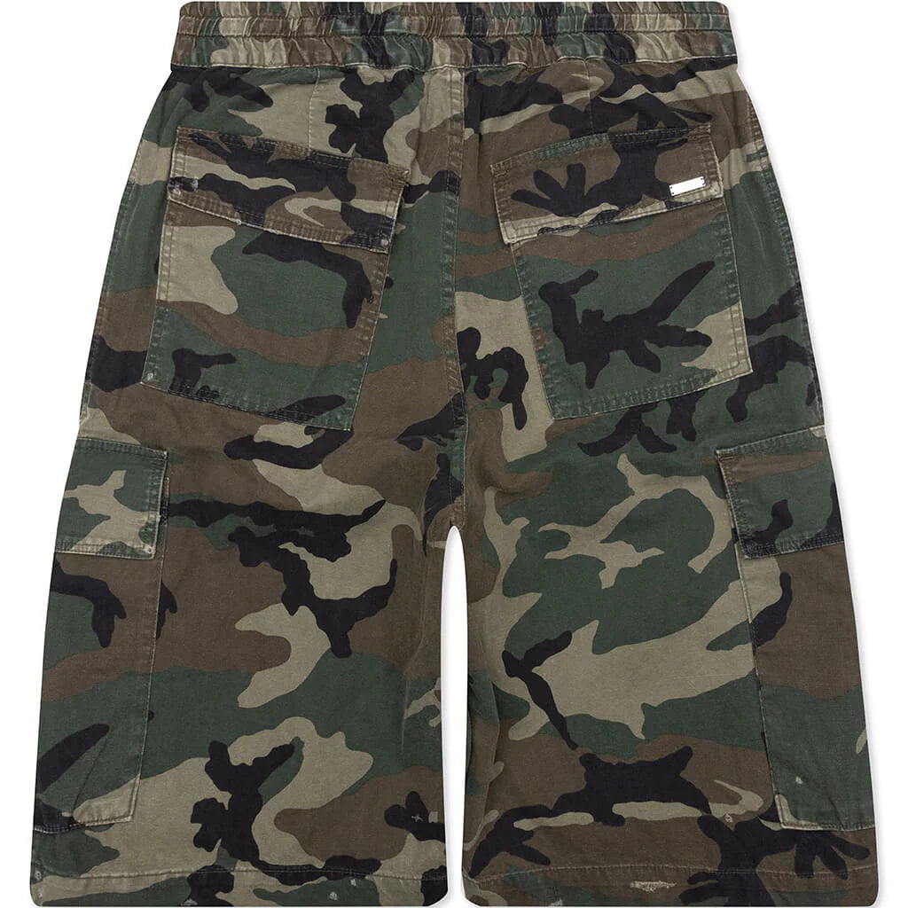 Camo Pleated Cargo Shorts Camo