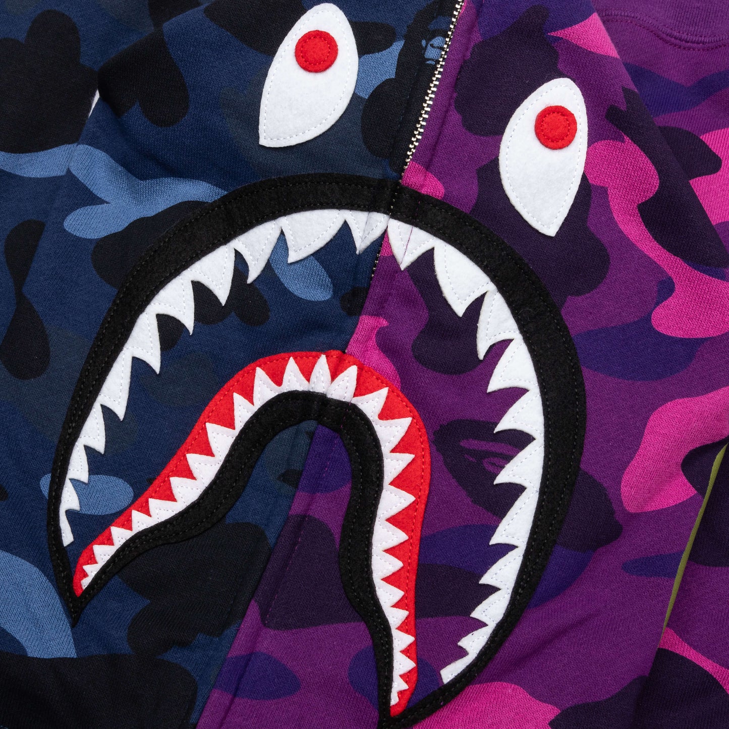 Color Camo Separate Shark Full Zip Hoodie Multi