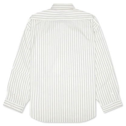 Double Sleeve Button Up Off White Grey