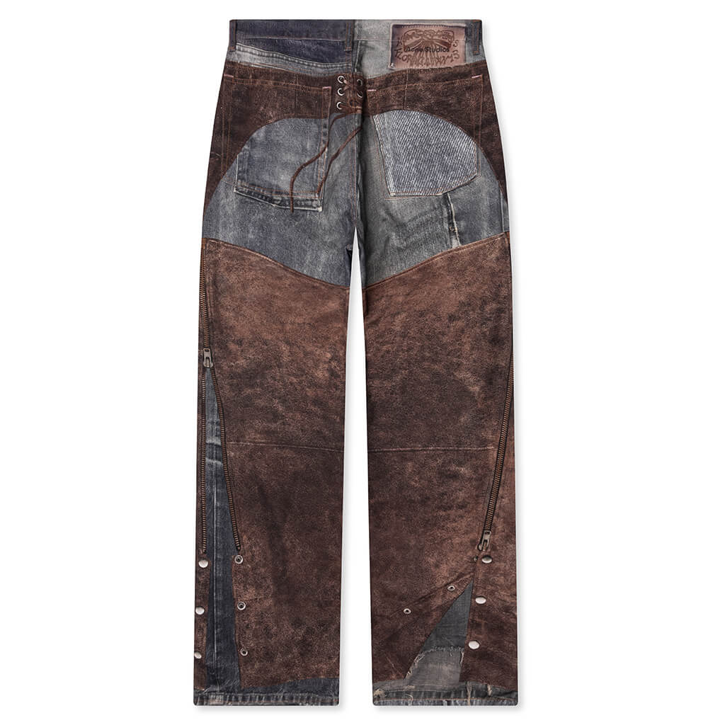 Regular Fit Trompe loeil Printed Jeans Blue Brown