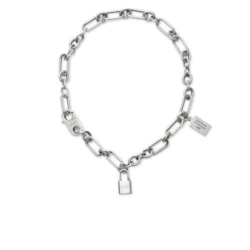 Padlock Chain Necklace Vintage Silver