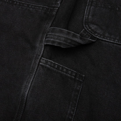Double Knee Short Black Stone Washed