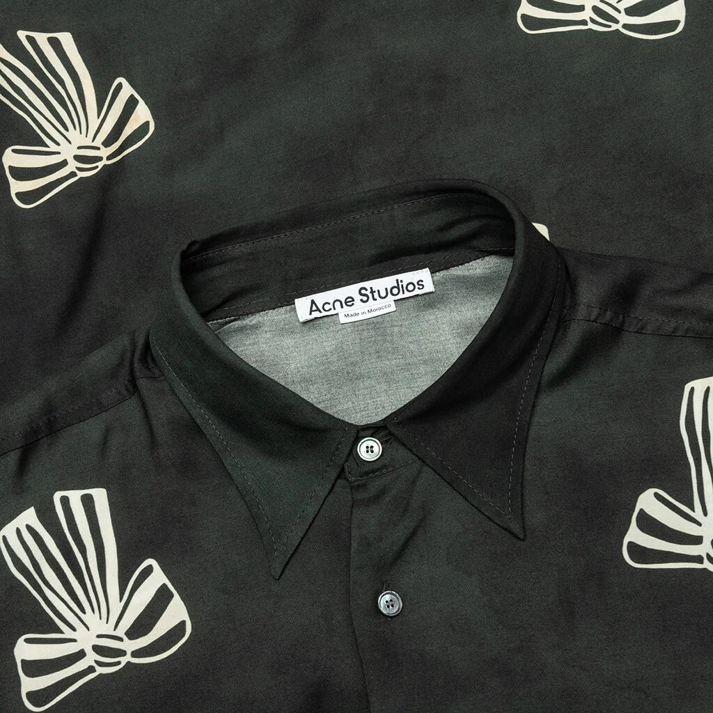 Floragatan Button Up Shirt Black White
