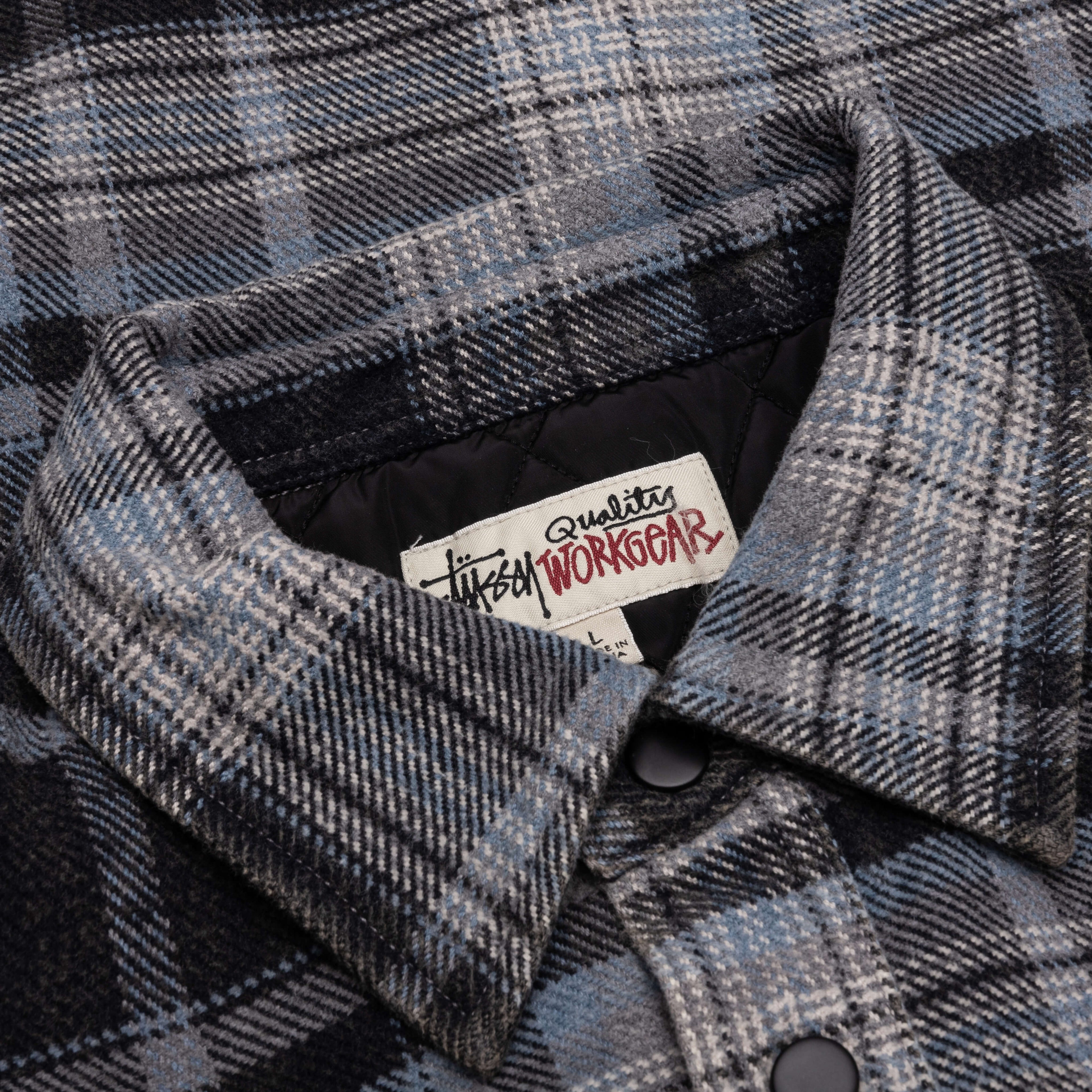 Heavy Washed Plaid Shirt Blue