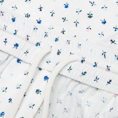 Printed Seersucker Cotton Bermuda Shorts Cream Green