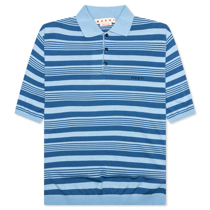 Mixed Striped Polo Shirt Azure