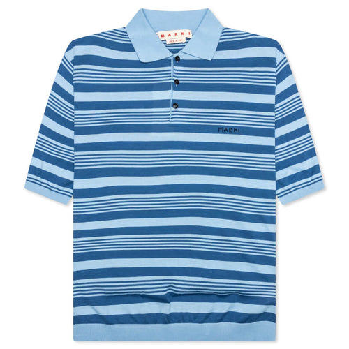 Mixed Striped Polo Shirt Azure