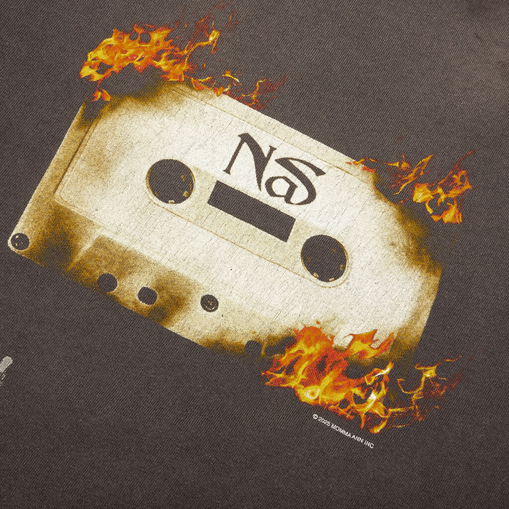 Saint M6 x Nas Radio Tape On Fire S S Tee Black