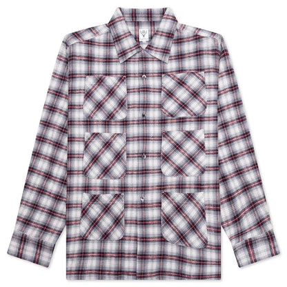 6 Pocket Flannel Shirt Lavender Bordeaux