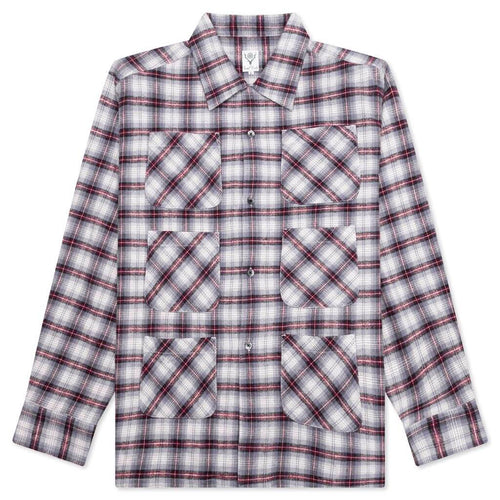 6 Pocket Flannel Shirt Lavender Bordeaux