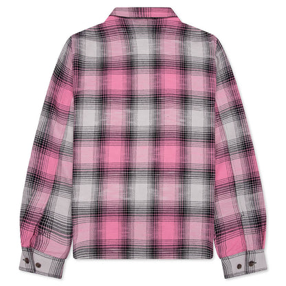 Flannel Zip Shirt Pink